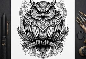 owl hunting snake tattoo idea