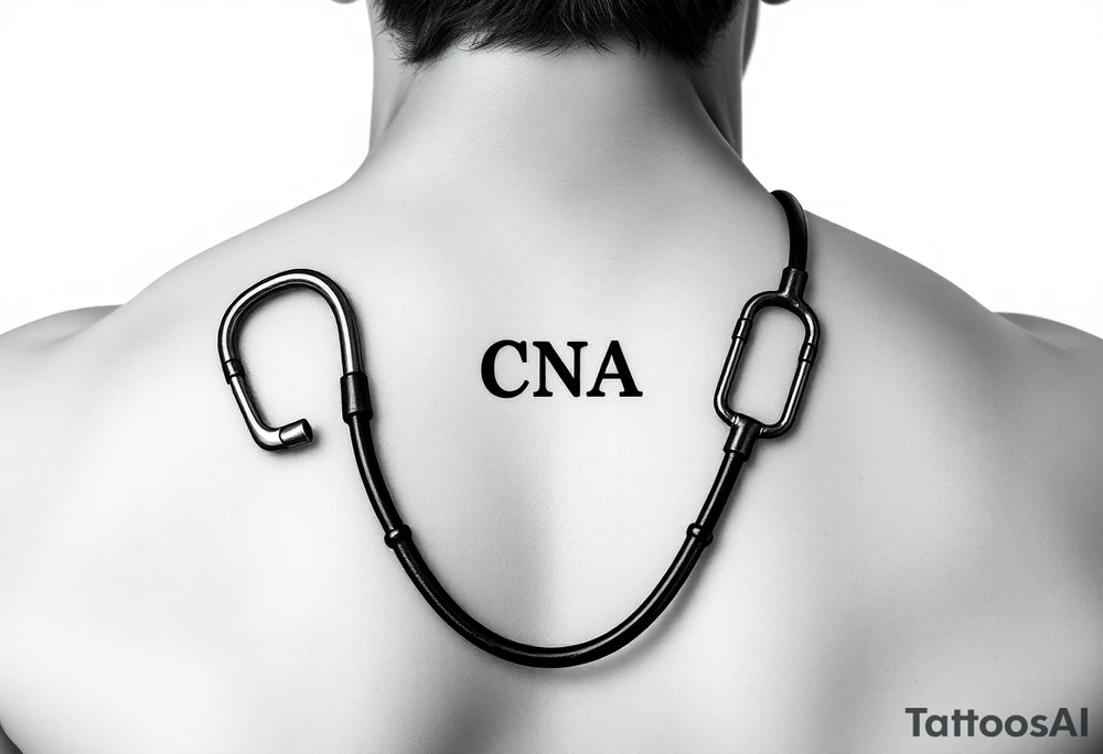 Stethoscope with the CNA symbol, realistic tattoo idea