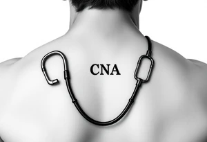 Stethoscope with the CNA symbol, realistic tattoo idea