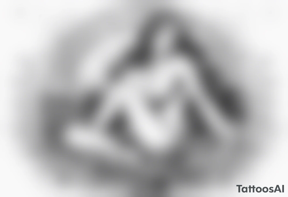 woman in pool reaching to stars tattoo idea
