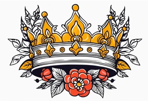 crown
old school vintage simple traditional design with vintage flowers surrounding
bold color simple tattoo idea