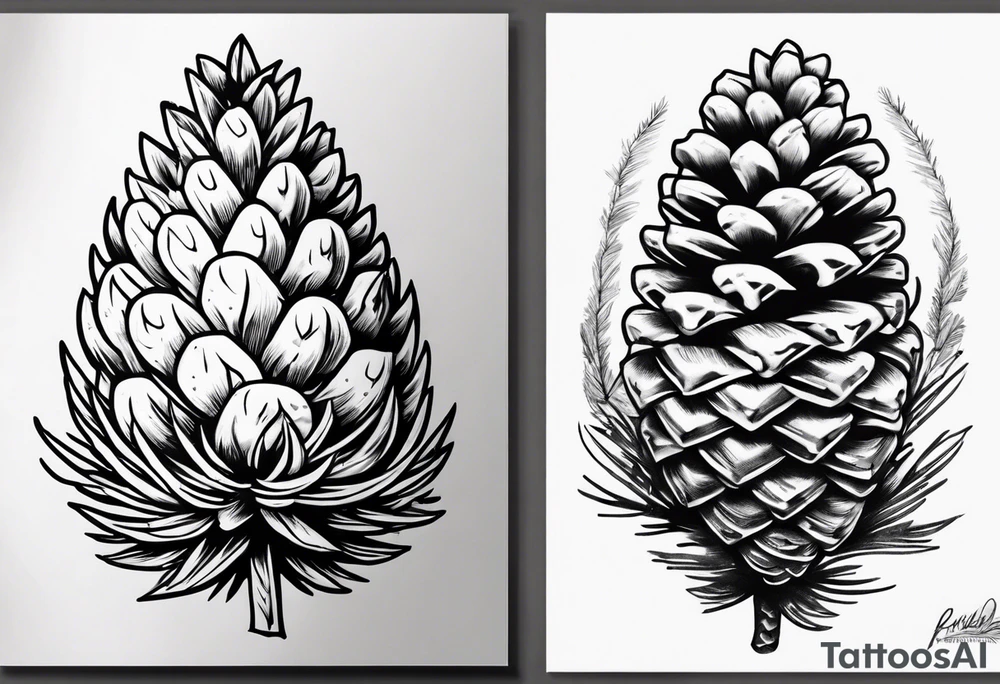 Pine trees on a pine cone tattoo idea