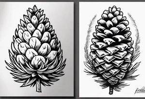 Pine trees on a pine cone tattoo idea