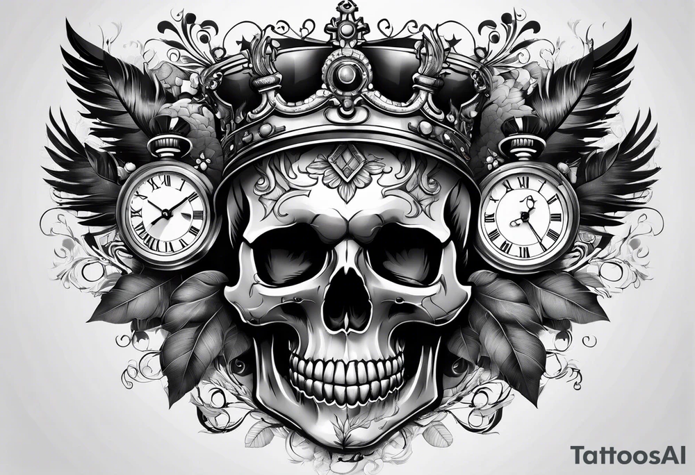 Skull mixed with watch tattoo idea