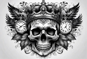 Skull mixed with watch tattoo idea