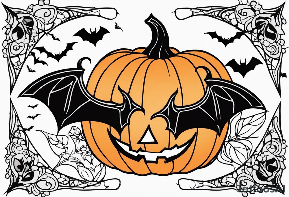 bats, pumpkin, Halloween tattoo idea