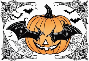 bats, pumpkin, Halloween tattoo idea