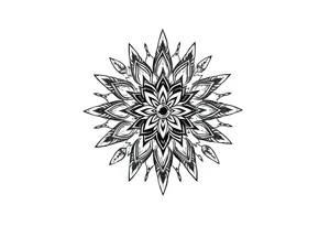 spiritual bold line feather indian mandala shaman tattoo idea