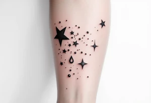 Small stars and tears background tattoo idea