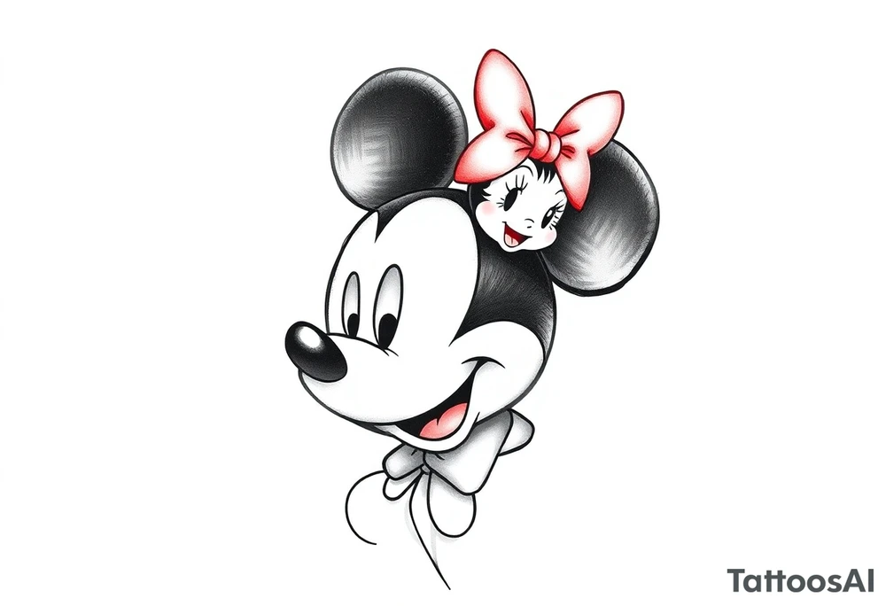 Mickey Mouse with Amelia on top tattoo idea