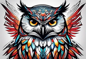 MUSCULAR MEAN OWL SUPERHERO STYLE tattoo idea