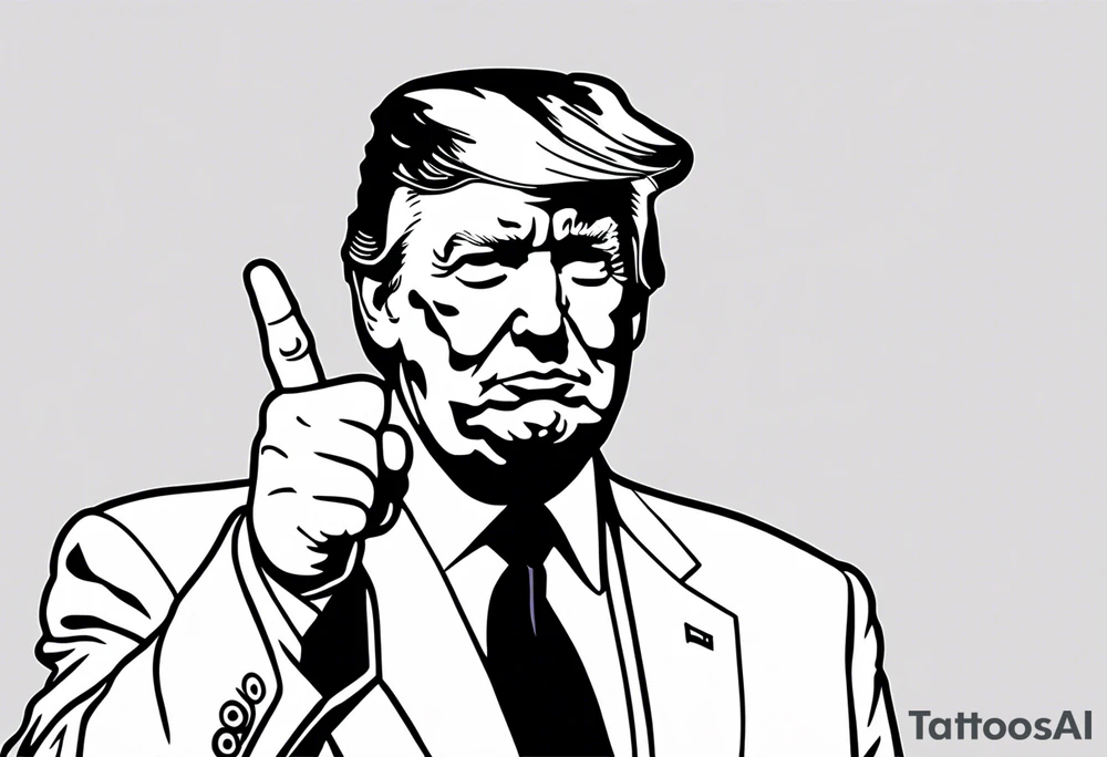 President Trump gives the middle finger. And it's very small. tattoo idea