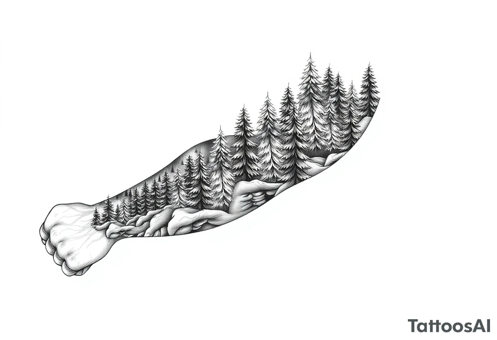 Coniferous forest forearm tattoo sleeve tattoo idea