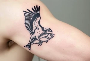 Osprey in flight with fish grasped between its talons tattoo idea