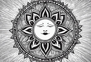 sun, rays, bohemian, simple, small tattoo idea