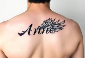 the name Anne in a burning phoenix feather tattoo idea