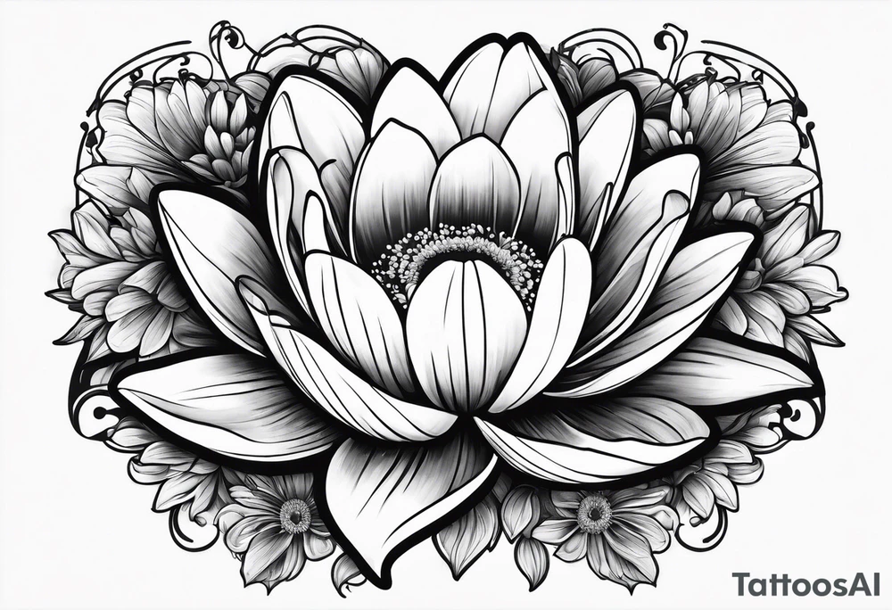 Heart made out of a Daisy and a water lily tattoo idea