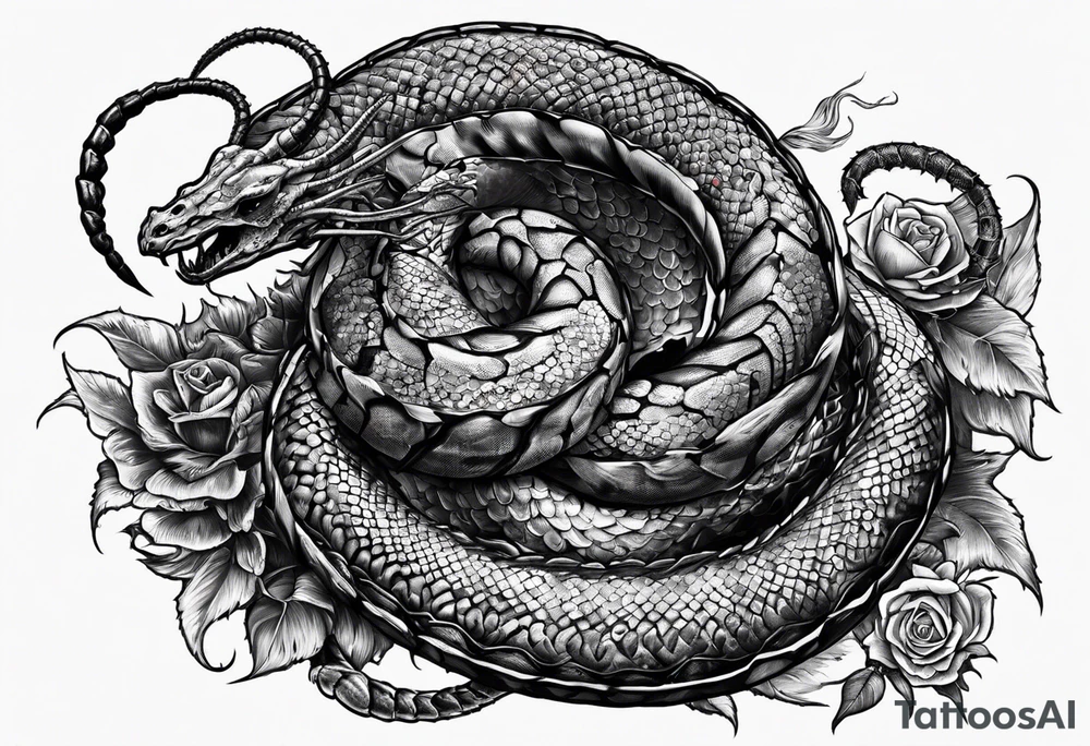 dead serpent, and dead scorpion. Killed by a cross tattoo idea