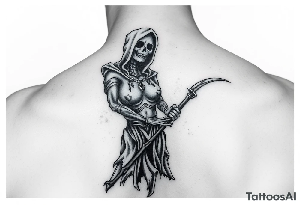 grim reaper female sexy tattoo idea