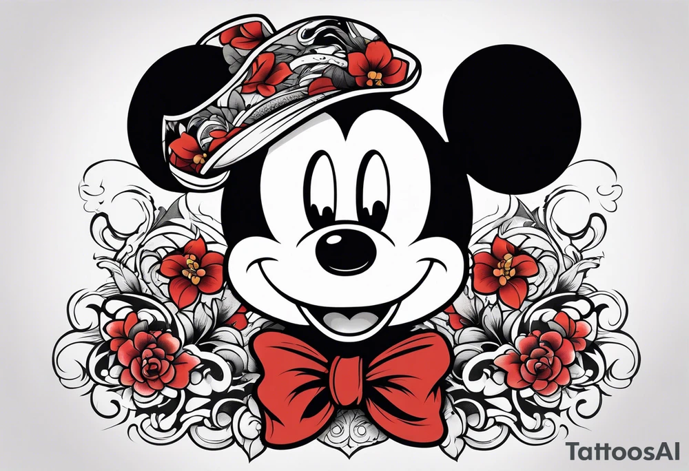 Mickey Mouse but in the form of a gangster tattoo idea