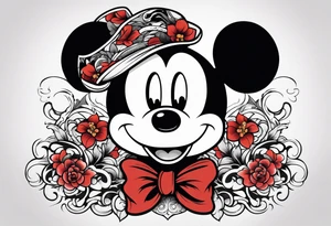 Mickey Mouse but in the form of a gangster tattoo idea