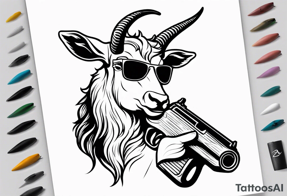 capricorn with sunglasses and shotgun tattoo idea