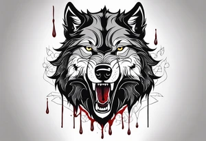 black wolf with blood in mouth tattoo idea