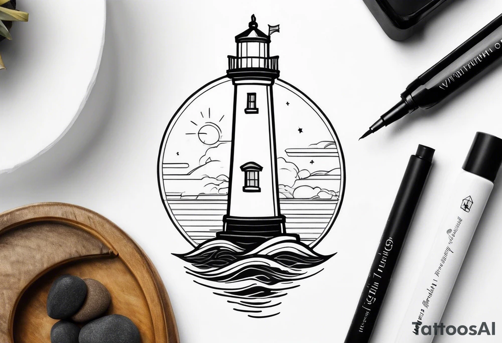 lighthouse fine line tattoo idea