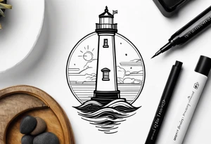 lighthouse fine line tattoo idea