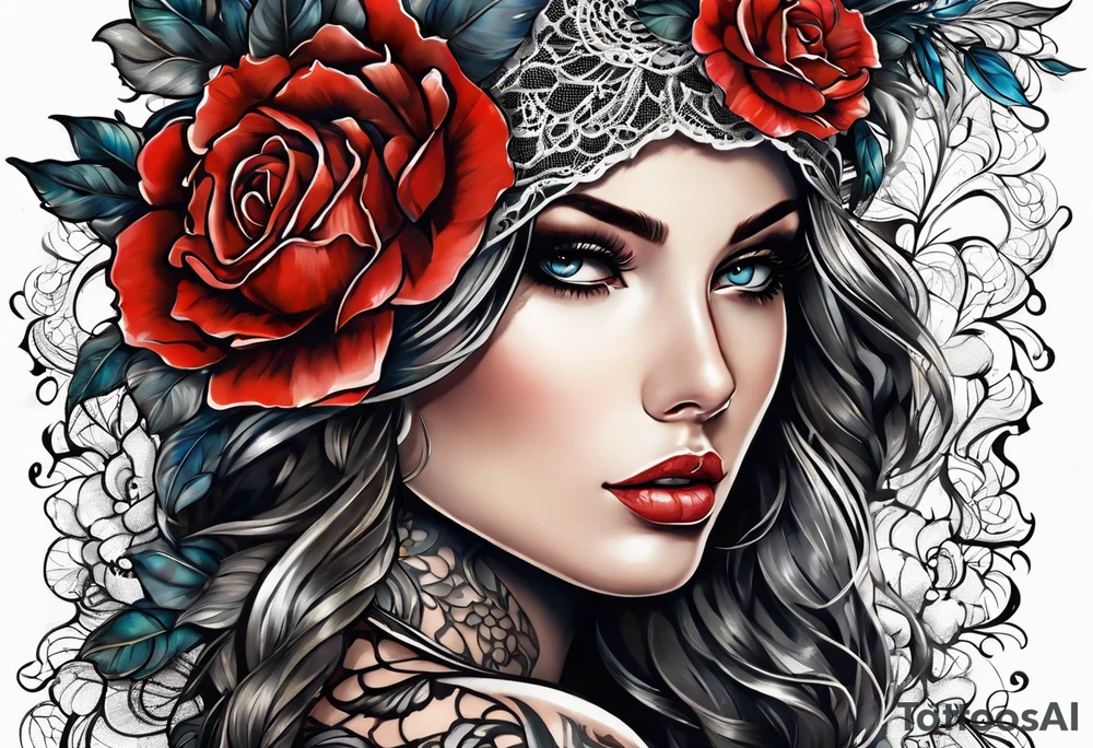 ripped lace tattoo idea
