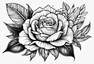 Florais com folhas em traços finos que se encaixe no braço ou perna tattoo idea