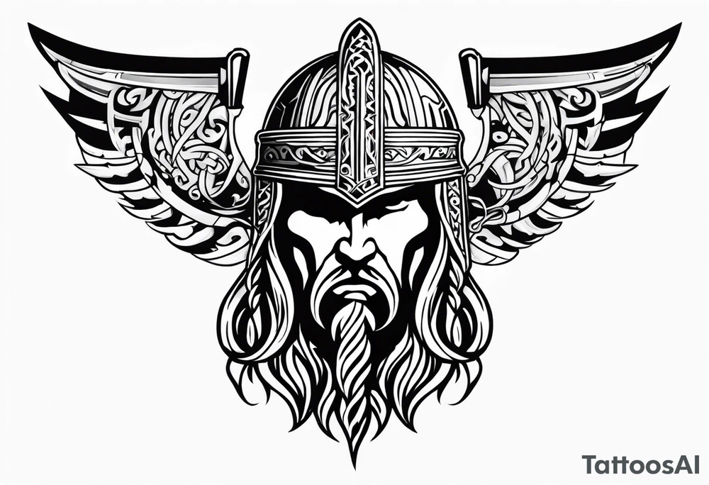 Valhalla viking helmet 
Sword tattoo idea