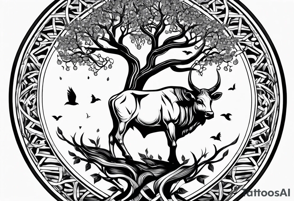 Tree of life and Taurus tattoo idea