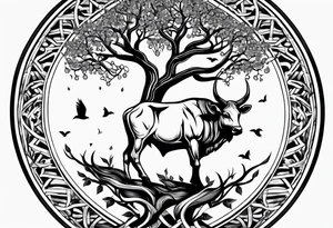 Tree of life and Taurus tattoo idea
