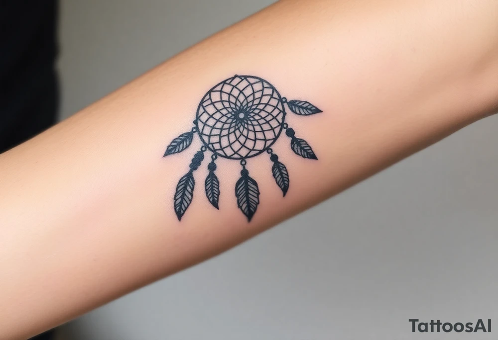 dreamcatcher, with feathers, authentic tattoo idea