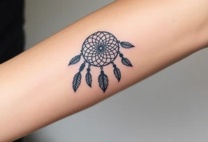 dreamcatcher, with feathers, authentic tattoo idea
