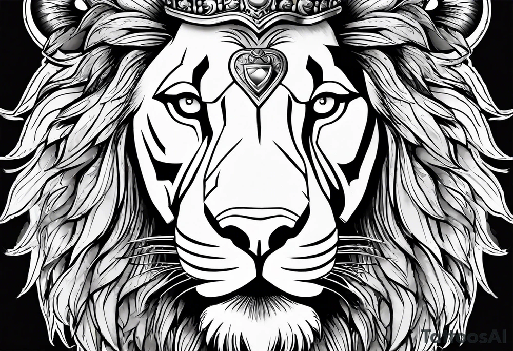lion wearing crown tattoo idea