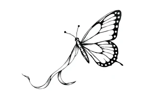 ethereal butterfly with flowing silk ribbons in moonlight tattoo idea