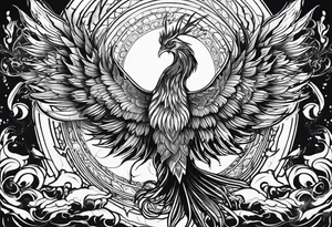 Powerful phoenix rising from the ashes of hell being its past of sin, drug addiction and pain. And being reborn into a new life. tattoo idea