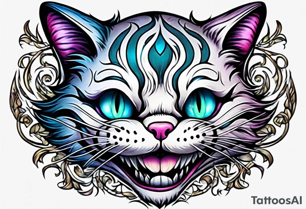 cheshire cat whole body tattoo idea