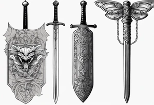 Sword going in to cicada sleeve, sword hilt on top of cicada tattoo idea