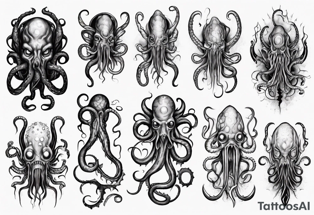 lovecraft monster for arms and forearms
add tentacle tattoo idea