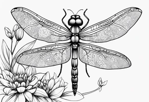 Dragonfly wildflowers simplistic minimalist tattoo idea