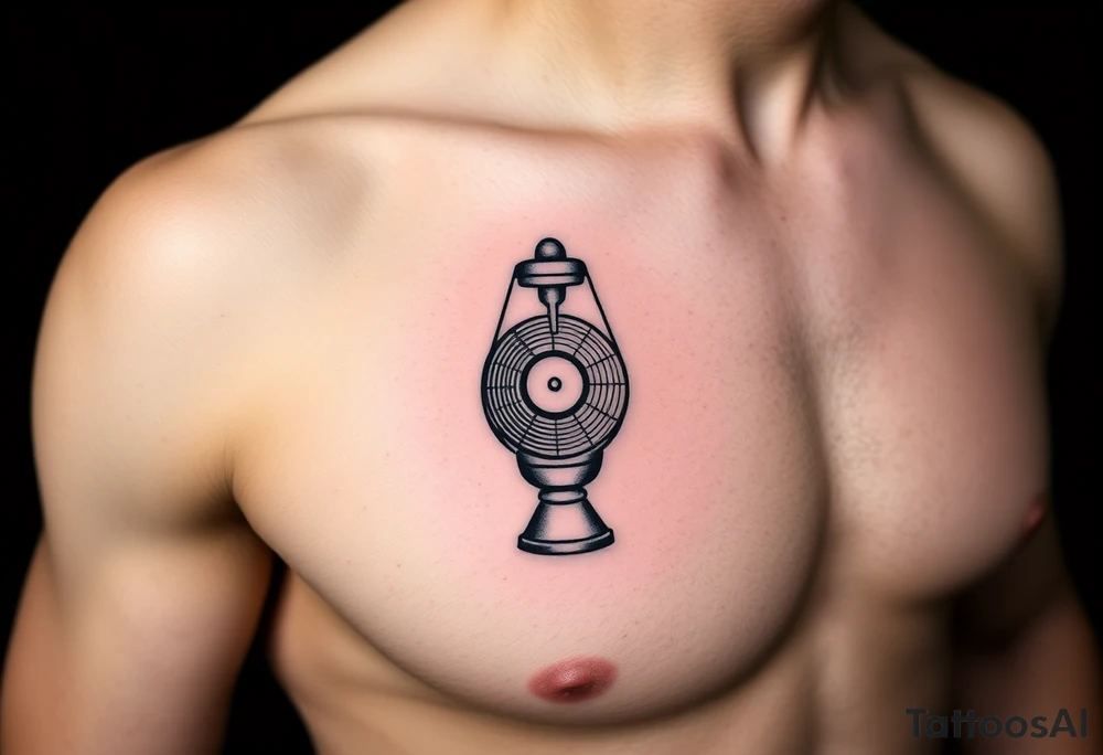 lava lamp with a disco ball and vinyl record inside of it tattoo idea