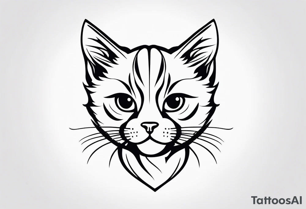 “Design a minimalist tattoo of a playful kitten, capturing its curious expression with simple lines and minimal detail. tattoo idea