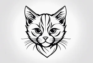 “Design a minimalist tattoo of a playful kitten, capturing its curious expression with simple lines and minimal detail. tattoo idea