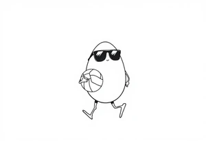 walking egg in sunglasses,
, holding a volleyball tattoo idea