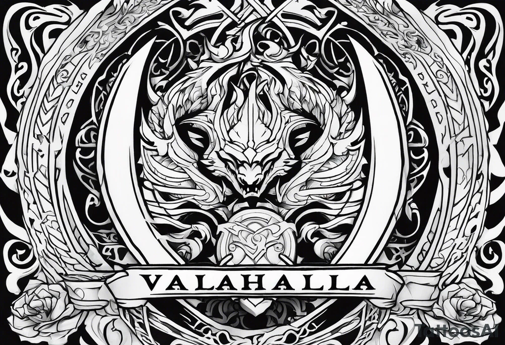 Valhalla dragon sword shield tattoo idea