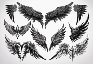 dark mysterious wings tattoo idea