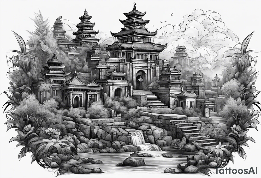 Lost city with new life tattoo idea